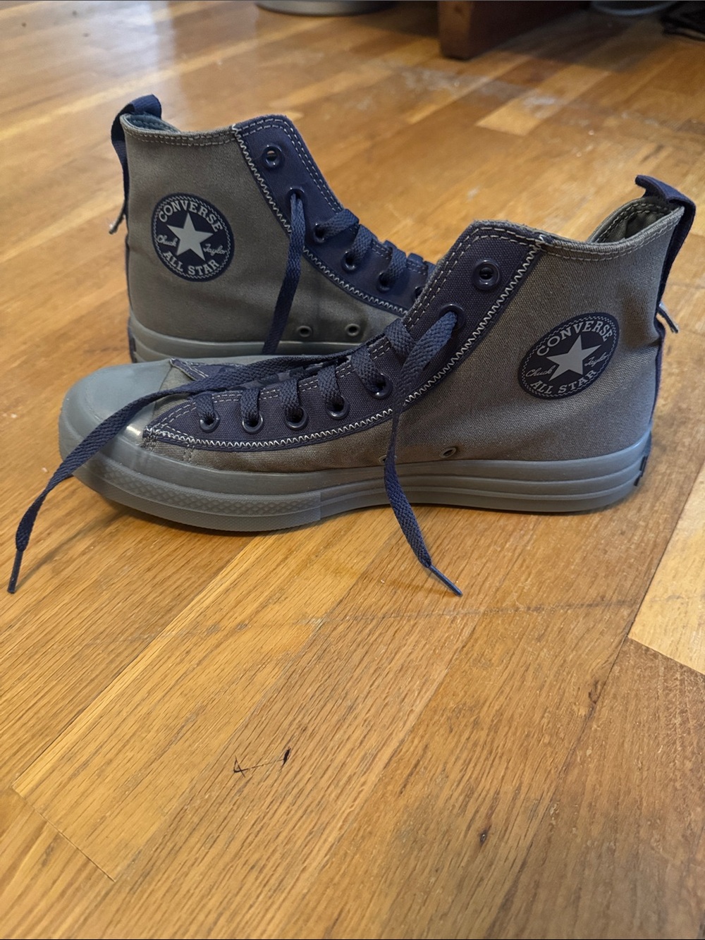 Converse High-Top Sneakers in Gray and Navy